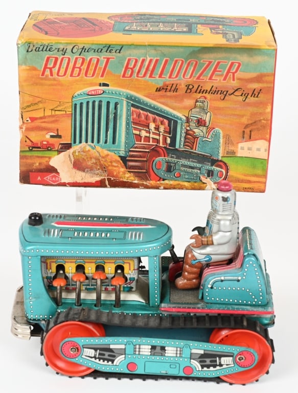 JAPAN BATTERY OP ROBOT BULLDOZER w/ BOX (1 of 10)