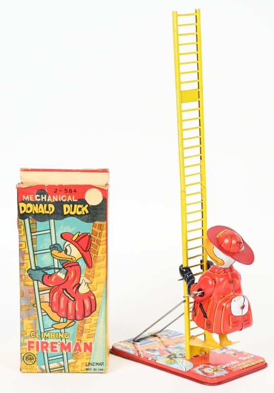 LINEMAR WINDUP DONALD DUCK FIREMAN w/ BOX (1 of 7)