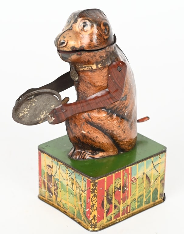 GERMAN TIN MONKEY MECHANICAL BANK (1 of 4)