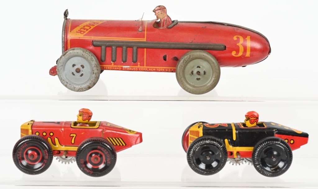 3- STRAUASS & MARX TIN WINDUP RACE CARS (1 of 8)