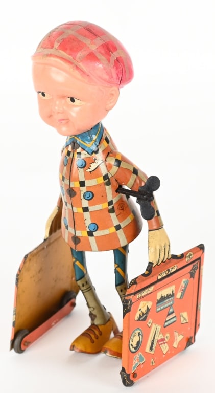 PRE WAR JAPAN TIN & CELLULOID WINDUP PORTER (1 of 5)