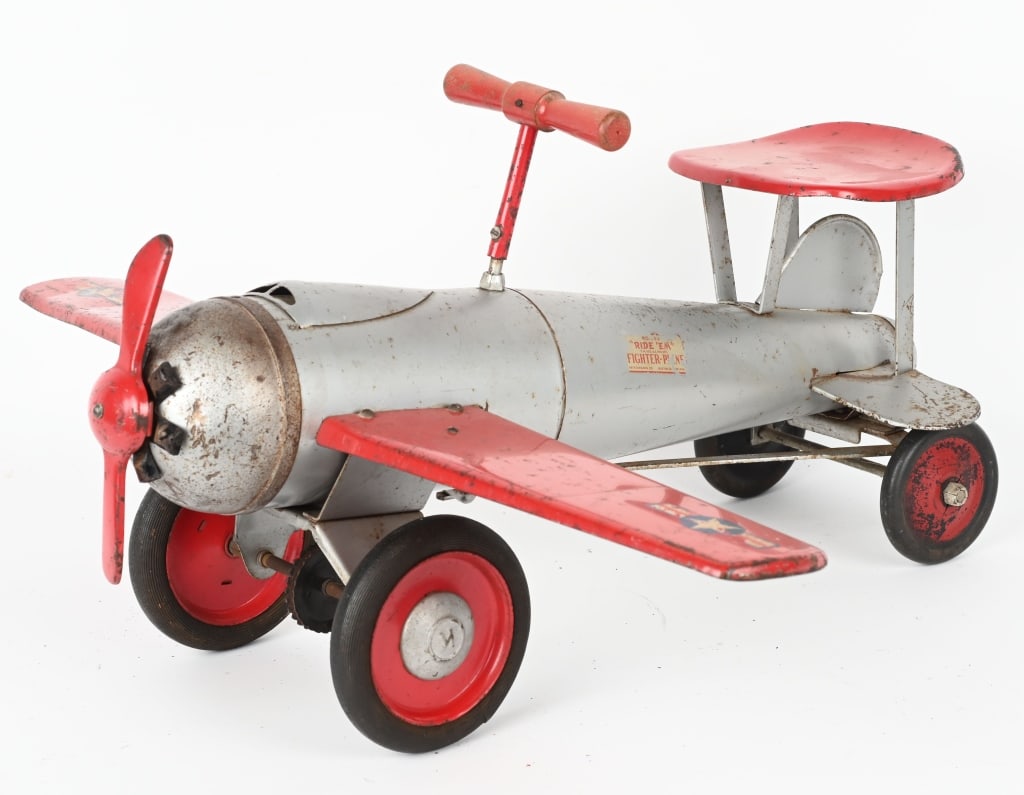 KEYSTONE PRESSED STEEL RIDE EM FIGHTER PLANE (1 of 5)