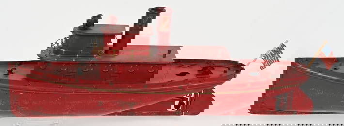 BUDDY L PRESSED STEEL RED TUG BOAT
