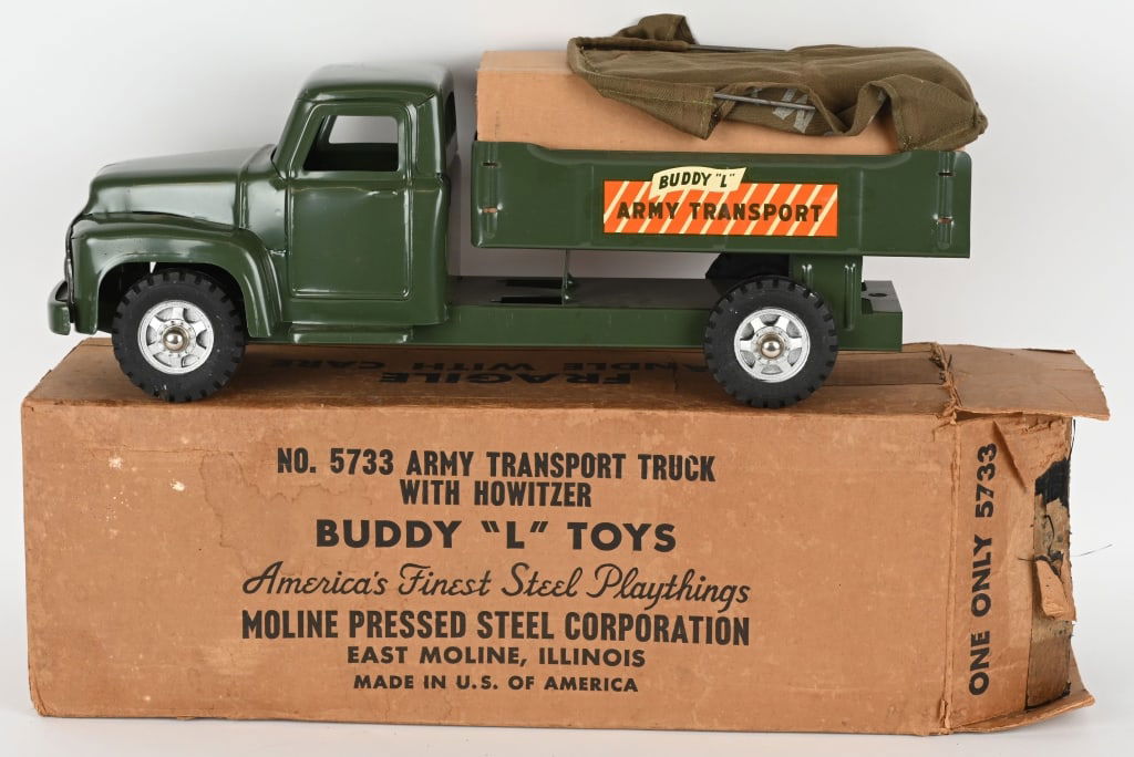 BUDDY L ARMY TRANSPORT & HOWITZER w/ BOX (1 of 10)