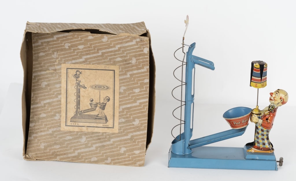 GELY TIN WINDUP CLOWN POT-BALL GAME w/ BOX (1 of 8)