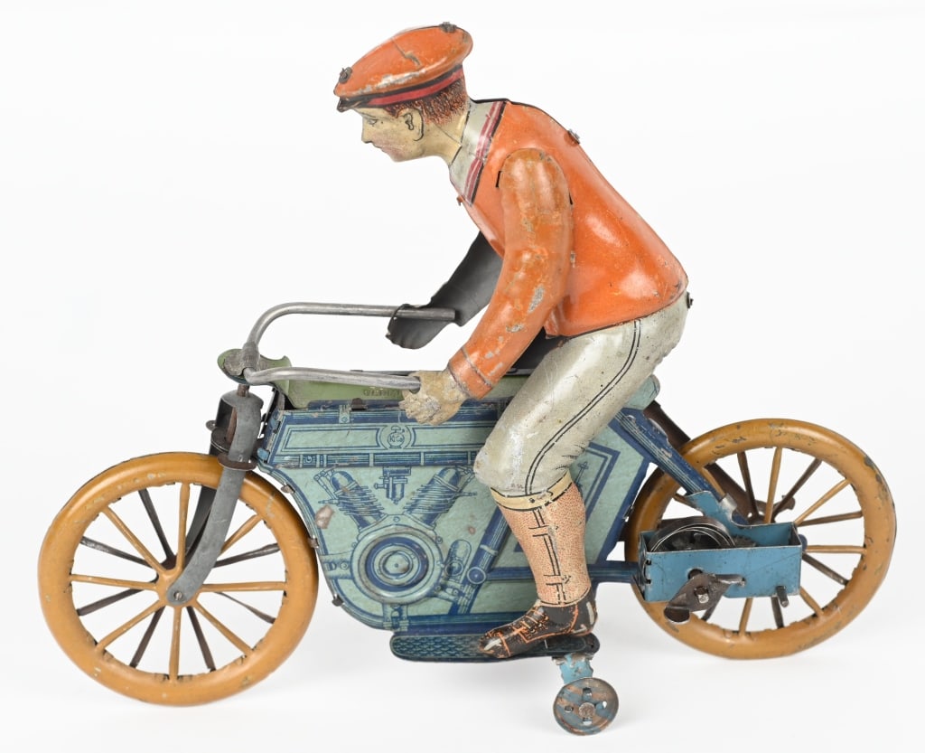 KICO TIN WINDUP MOTORCYCLE w/ RIDER (1 of 4)