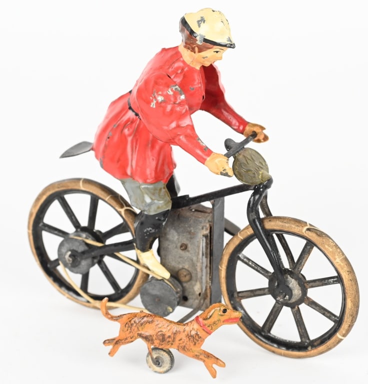GUNTHERMANN HAND PAINTED WOMAN ON CYCLE w/ DOG (1 of 4)