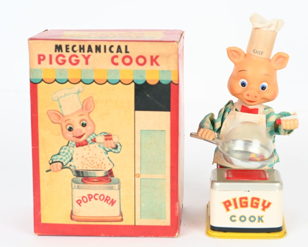 JAPAN MECHANICAL PIGGY COOK POPCORN w/ BOX (1 of 8)