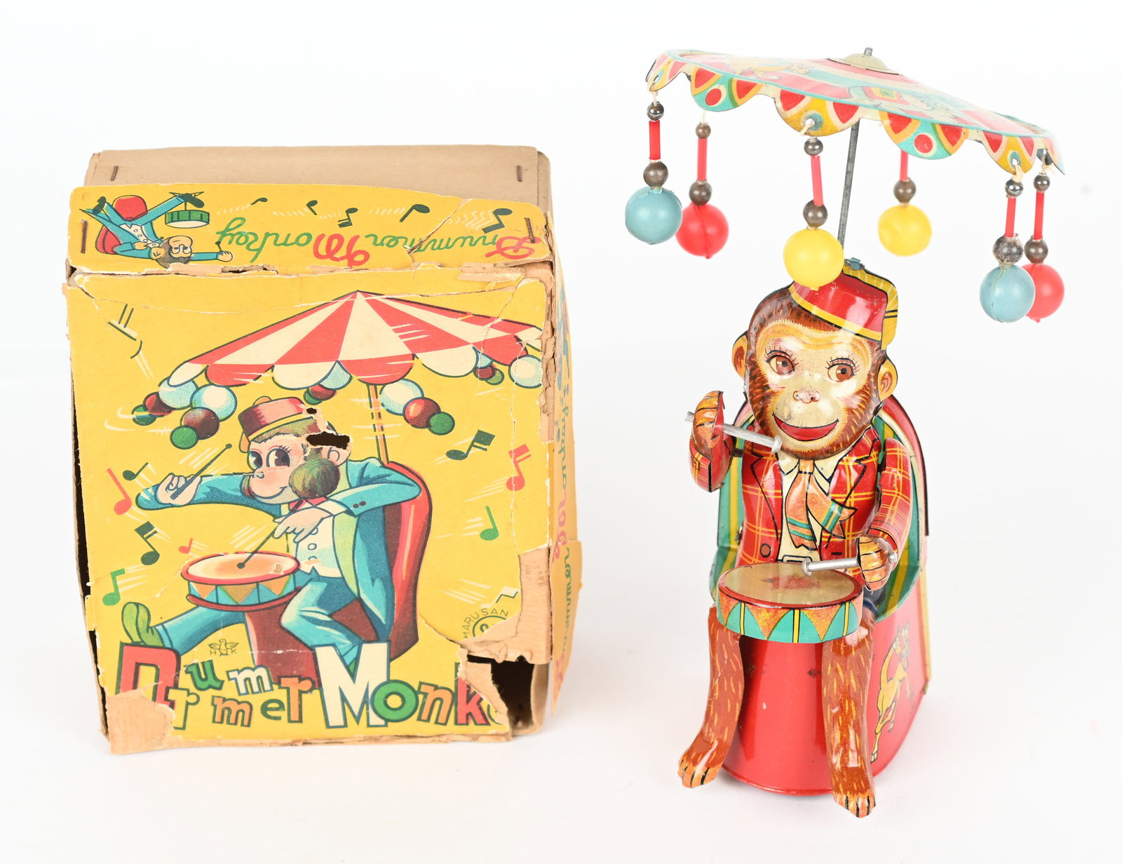 JAPAN TIN WINDUP DRUMMER MONKEY w/ BOX (1 of 8)