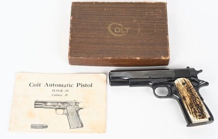 COLT 1911A1 SUPER 38 AUTOMATIC WITH STAG GRIPS