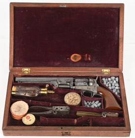 CASED COLT'S 1851 NAVY REVOLVER WITH ACCESORIES