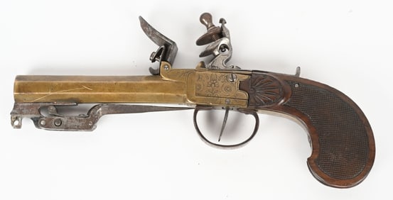 ENGLISH STYLE FLINTLOCK PISTOL WITH BAYONET