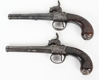 PAIR OF CANNON BARREL TURVEY POCKET PISTOLS