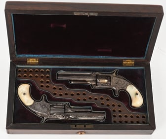 CASED PAIR ENGRAVED SMITH & WESSON NO.1-1/2