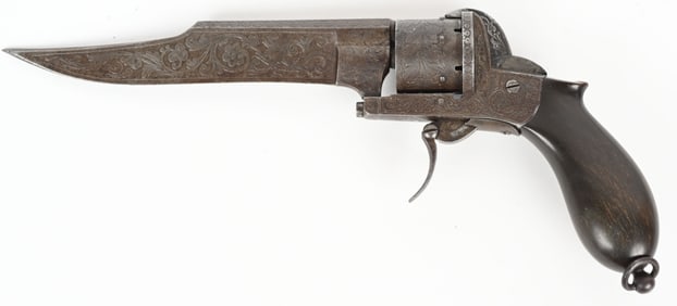 ANTIQUE EUROPEAN PINFIRE KNIFE REVOLER .32 CAL