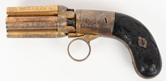 ENGRAVED/GOLD WASHED BELGIAN PERCUSSION PEPPERBOX