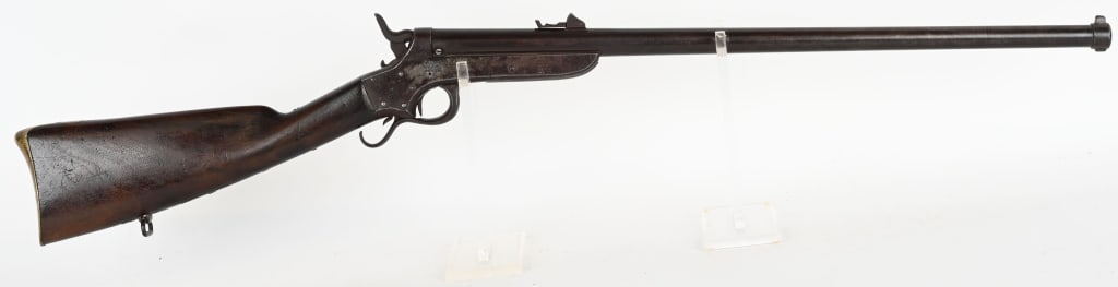 CIVIL WAR ERA SHARPS & HANKINS MODEL 1862 CARBINE: SERIAL NUMBER: 9054. BARREL: 24". CALIBER: .52 RIMFIRE. MANUFACTURED: 1862-1865. One of about 8,000 made, mostly going to the navy. Patent marking on the left side of the frame, with "SHARPS/&HANKINS/