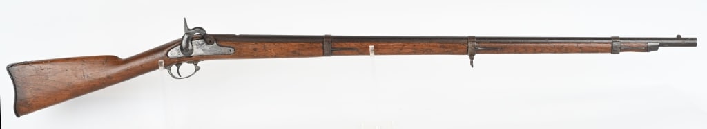 CONFEDERATE CAPTURED & REISSUED BRIDESBURG 1861: SERIAL NUMBER N/A BARREL 40" CALIBER .58 RIFLED MANUFACTURED 1863. Model 1861 Bridesburg contract rifle / musket manufactured 1863 with full length walnut stock with steel nose cap and steel butt plat