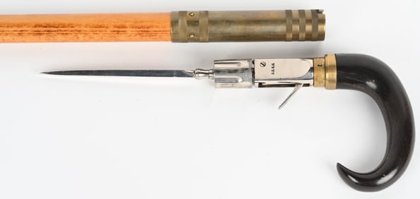 19TH CENTURY GERMAN PEPPERBOX CANE GUN