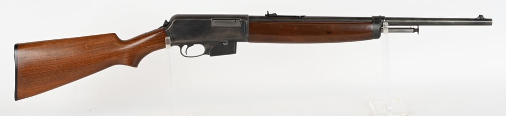 WINCHESTER MODEL 1910 S.L. RIFLE IN 401 CAL.: SERIAL NUMBER: 780 BARREL: 20" CALIBER: 401 S.L. MANUFACTURED: 1910 FIRST YEAR PRODUCTION. Metal is Blue patina, Barrel has Buckhorn style rear sight with Blade front. Wood is walnut with gloss finish