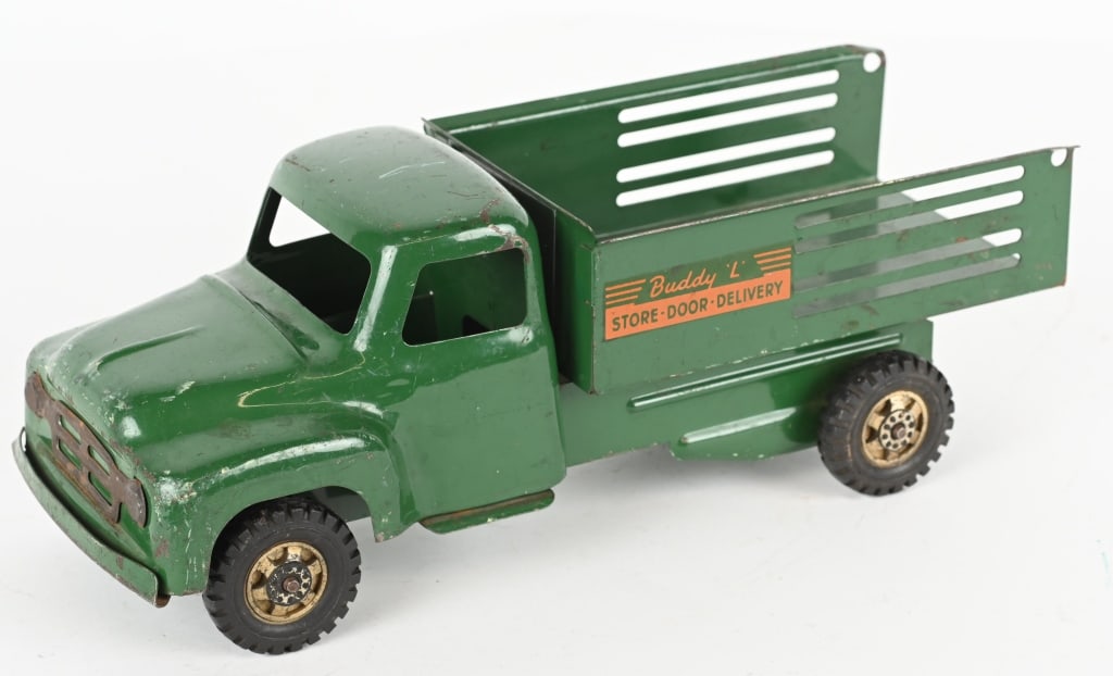 BUDDY L STORE DOOR DELIVERY TRUCK: All original with decent paint and decals. 14" Excellent