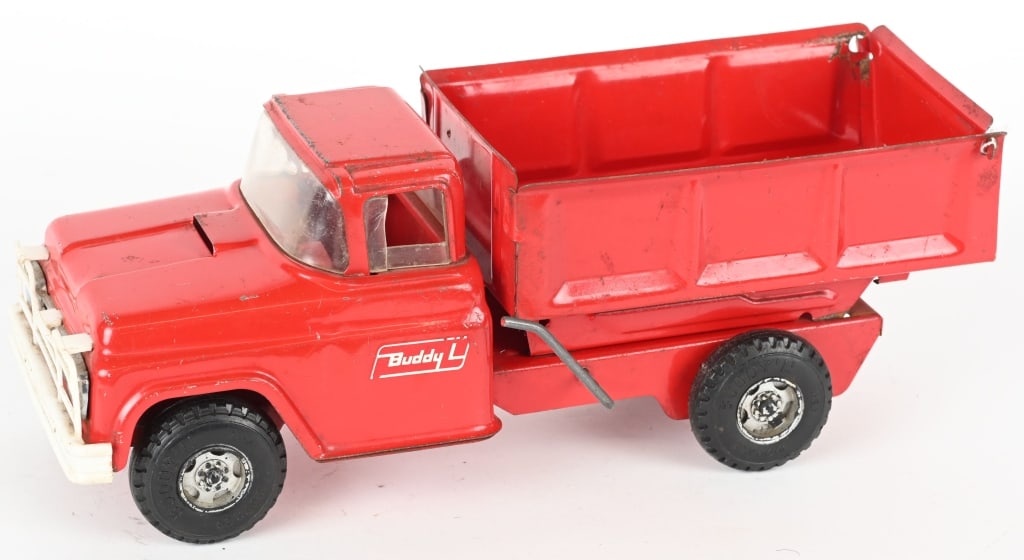 BUDDY L DUMP TRUCK: All original with decent paint and decals. 14" Very Good