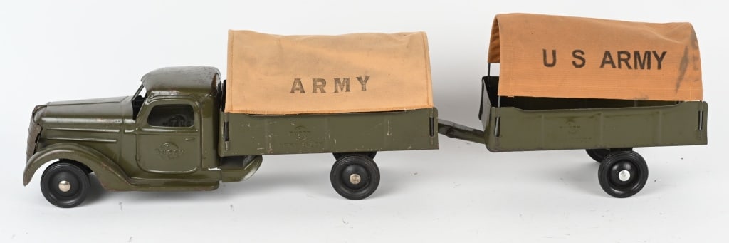 BUDDY L ARMY SUPPY TRUCK & TRAILER (1 of 4)