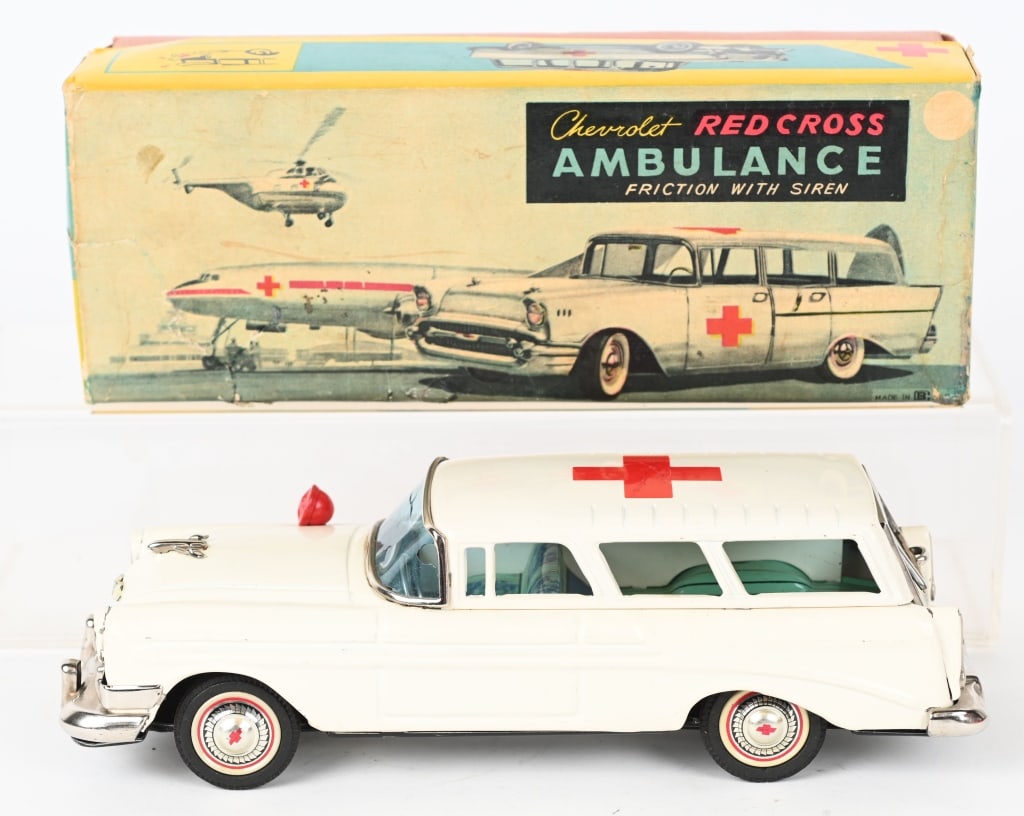 BANDAI TIN FRICTION CHEVROLET RED CROSS AMBULANCE (1 of 9)