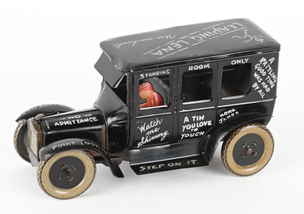 STRAUSS TIN WINDUP LEAPING LENA MODEL T SEDAN (1 of 6)