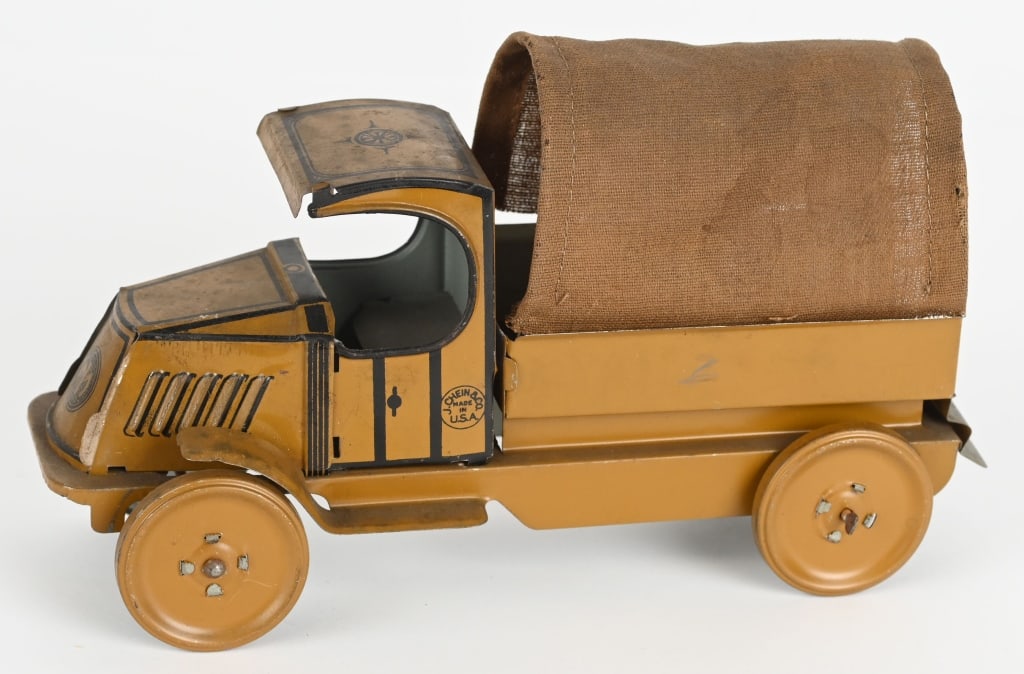 CHEIN TIN MACK ARMY TROOP TRUCK: Complete and original condition. Has early Chein circle trademark . 8" Excellent