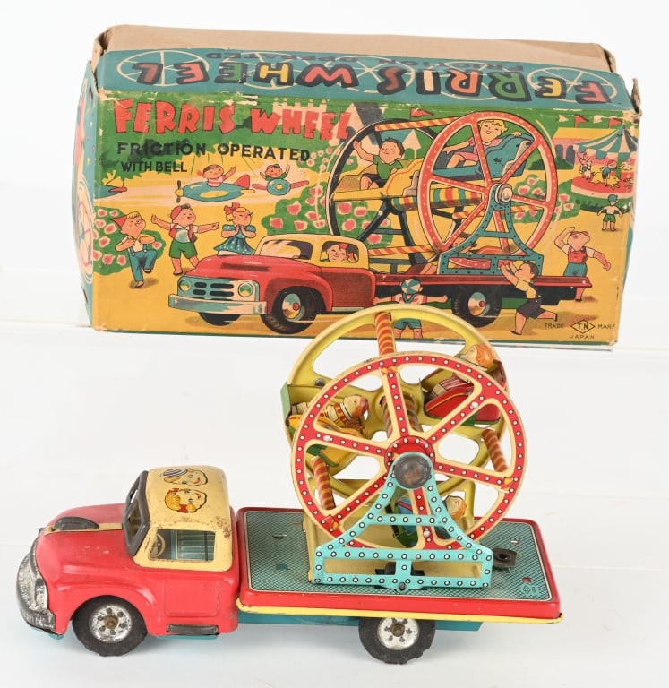 JAPAN TIN FRICTION FERRIS WHEEL TRUCK w/ BOX (1 of 8)