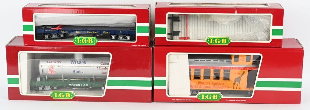 4- LGB WILSON CIRCUS TRAIN CARS MIB (1 of 2)