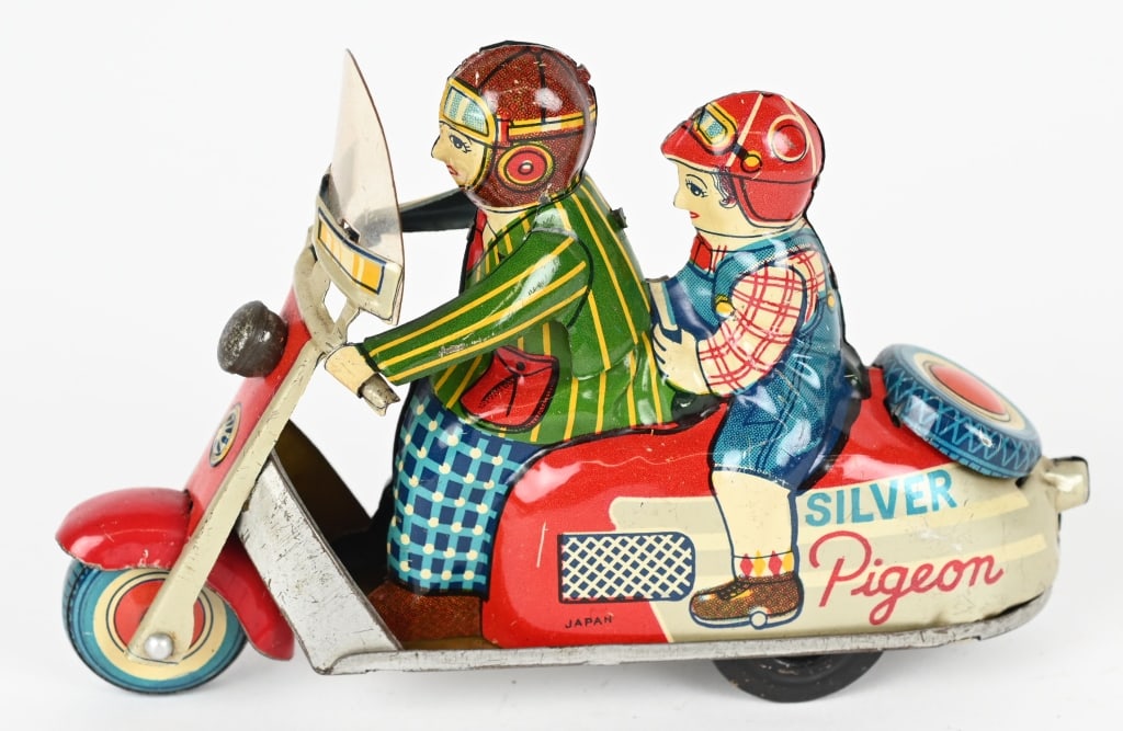 Japan Tin Friction Silver Pigeon Scooter Japan Tin Friction Silver Pigeon Scooter
