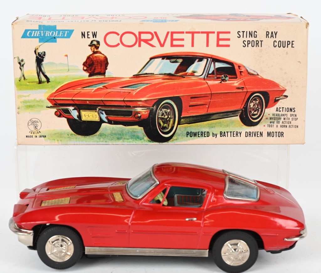 JAPAN BATTERY OP NEW CORVETTE w/ BOX: All original in great condition. Worked when tested. Boxed 12" Excellent