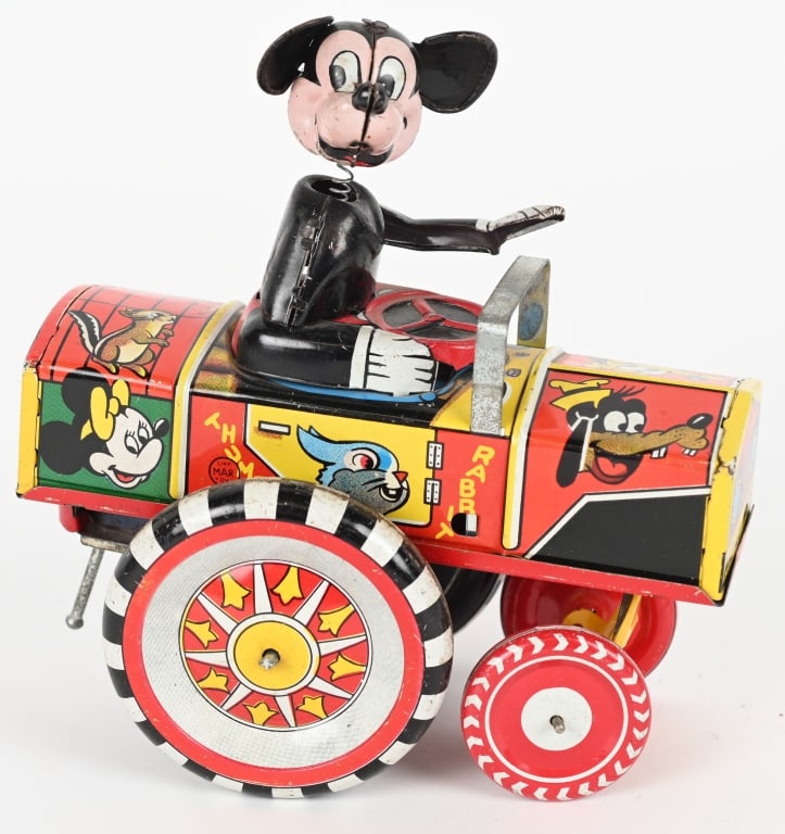 LINEMAR TIN WINDUP MICKEY MOUSE DIPSY CAR (1 of 4)