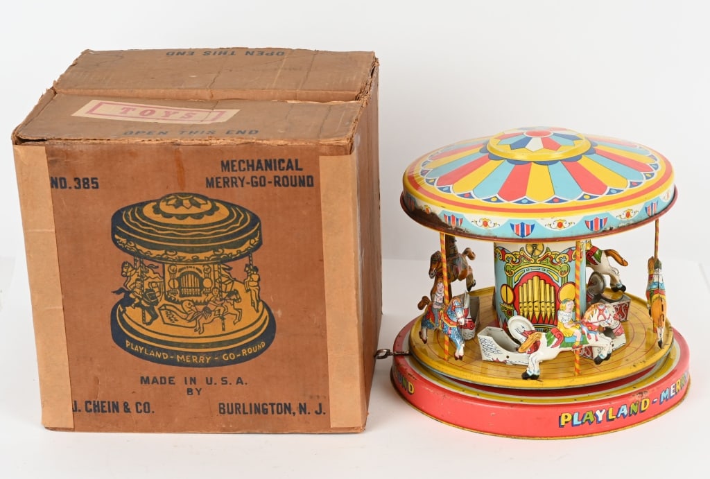 CHEIN TIN WINDUP MERRY GO ROUND w/ BOX (1 of 5)