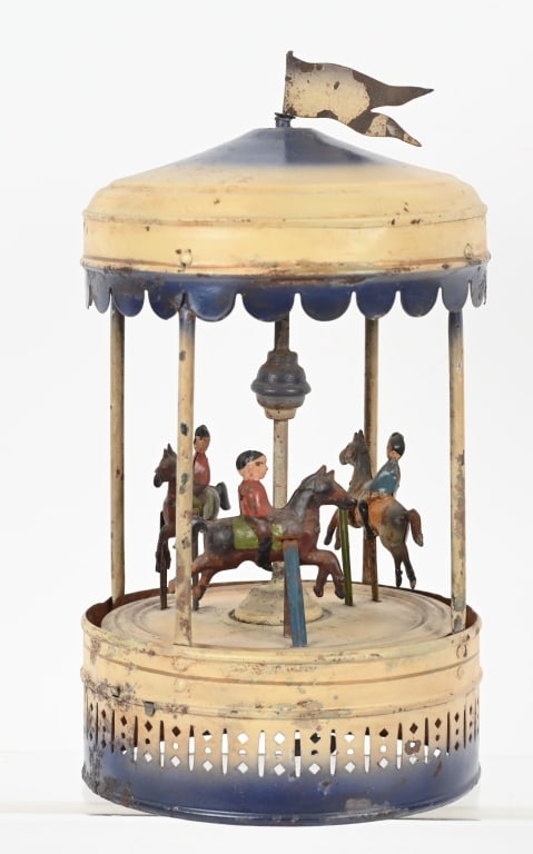 GERMAN TIN WINDUP HAND PAINTED CAROUSEL (1 of 4)