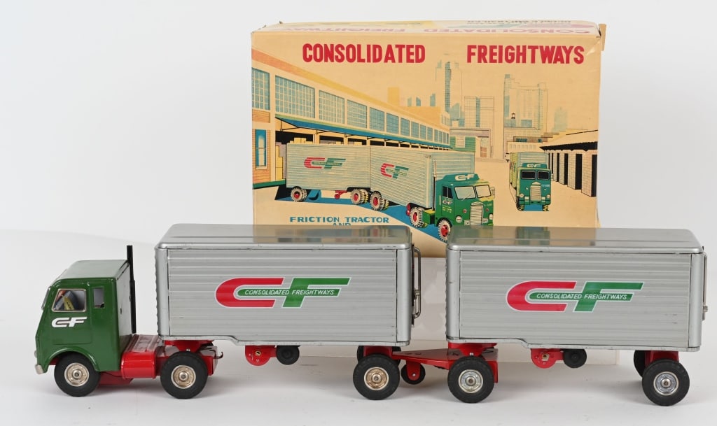 JAPAN TIN FRICTION CONSOLIDATED SEMI TRUCK w/BOX (1 of 9)