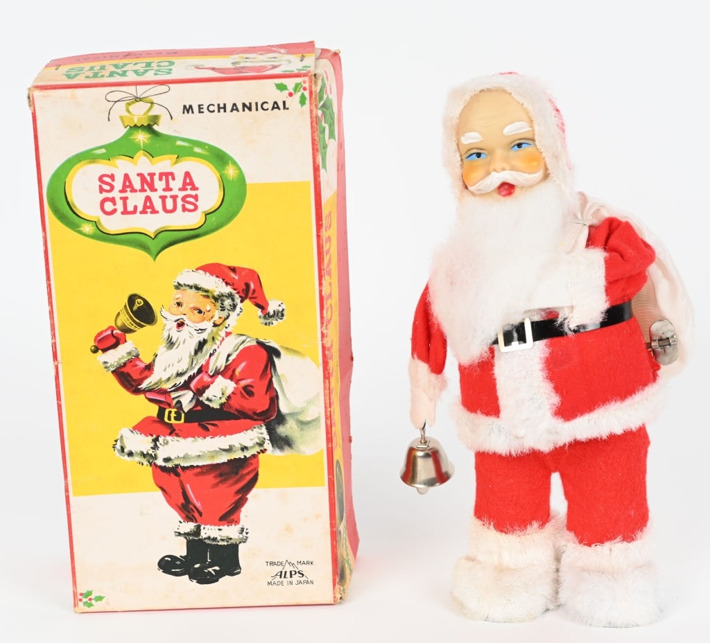 JAPAN WINDUP SANTA CLAUS BELL RINGER w/ BOX (1 of 6)