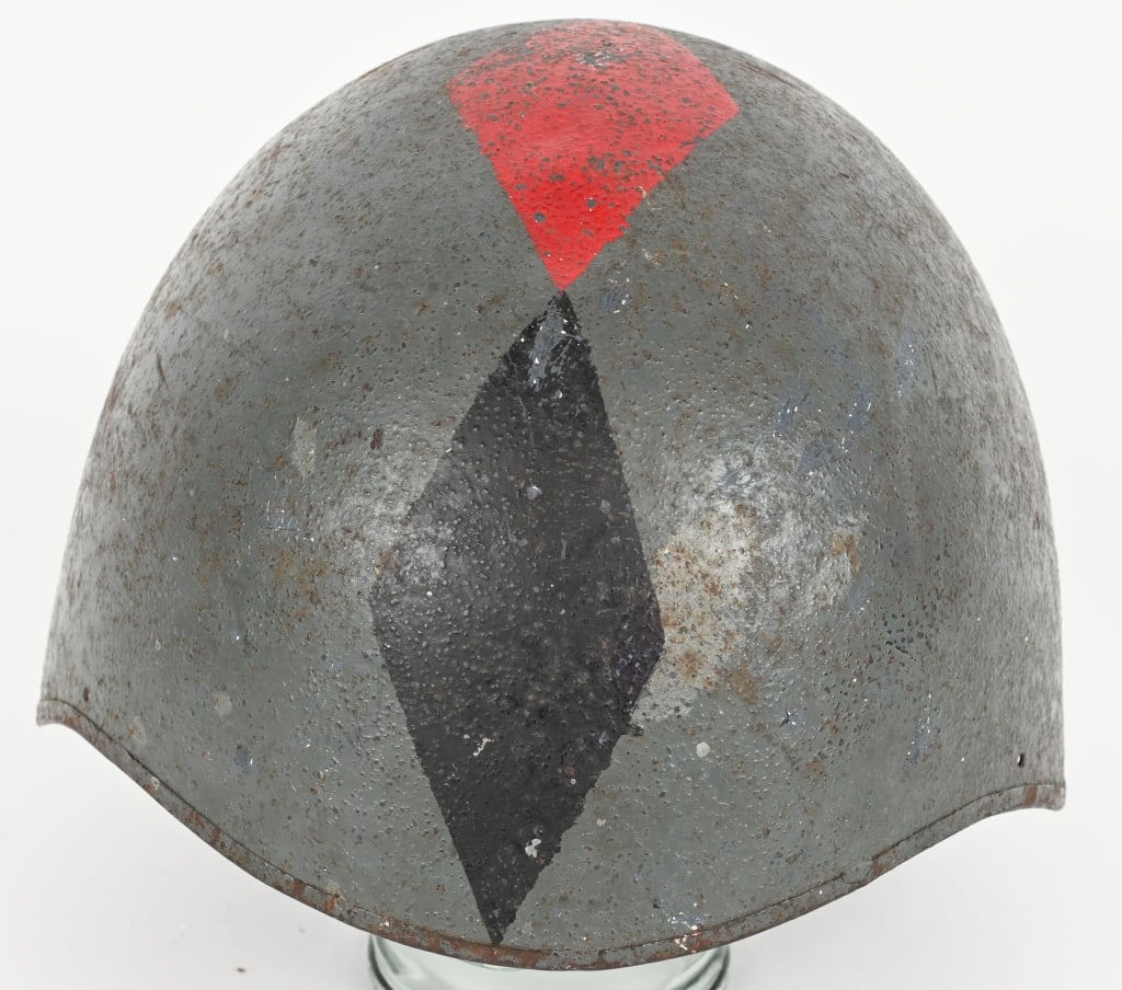 WWII US NAVY MK2 TALKER UNIT MARKED HELMET WW2: WWII Navy issued communications terminal / radio operator's "Talker helmet" Marked "A.L" and "Mk II" in the front, and "USN" in the rear. Blue-gray finish and fitted liner with recesses to accommodate