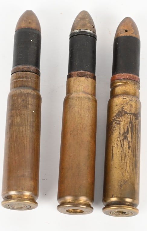 WWII JAPANESE TYPE 100 20MM ANTI AIRCRAFT ROUNDS: These are excellent inert demilitarized genuine Original Japanese WWII Type 100 20mm HE-T-SD (High Explosive, Self-Destruct, w/ Tracer) Anti-Aircraft Rounds for the Japanese Type 98 Anti-Aircraft / An