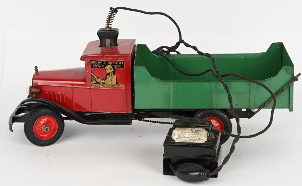 BUDDY L ROBOTOY TRUCK: All original with very nice paint and decals. Truck has electric lights. Has Robot Driver decal on door. Comes with original transformer that works. A wonderful example. 22" Excellent