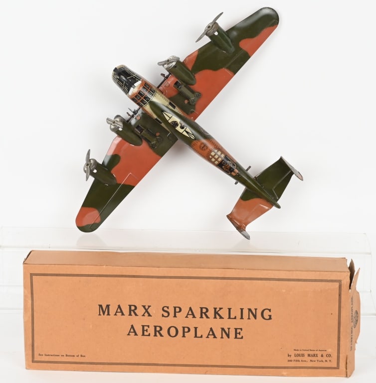 MARX TIN WINDUP SPARKLING AEROPLANE w/ BOX: All original in great condition. Windup works. Boxed 18" Excellent
