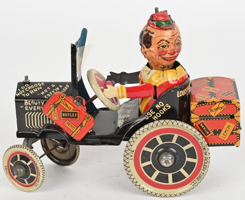 MARX TIN WINDUP WHOOPIE CRAZY CAR: The toy is complete and original. Has bright colors and gloss. Worked when tested. 7", Excellent