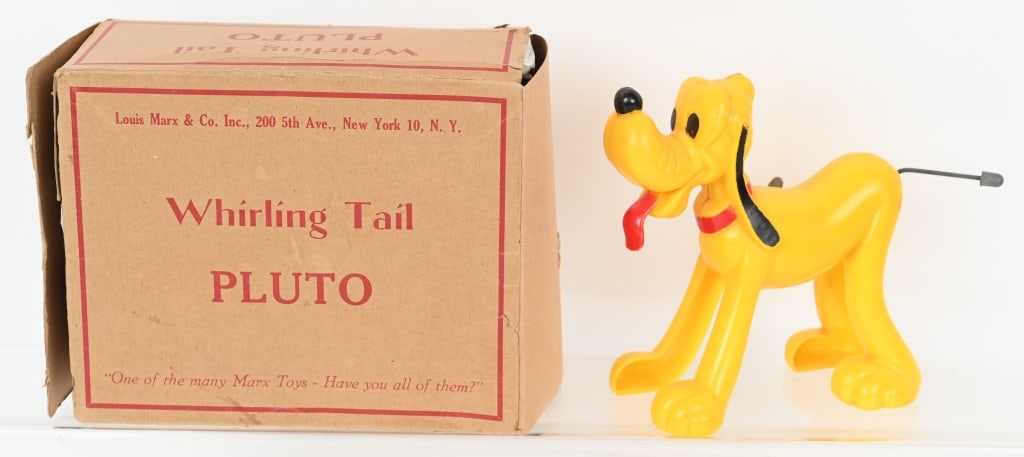 MARX WINDUP WHIRLING TAIL PLUTO w/ BOX: All original and works. Boxed 7" Excellent