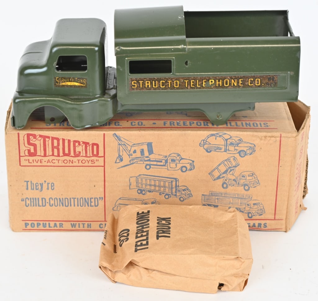 STRUCTO FIX-IT TELEPHONE TRUCK w/ BOX: New Old Stock Structo Fix-It Telephone Truck. Never assembled in the box. 11 1/2" Excellent
