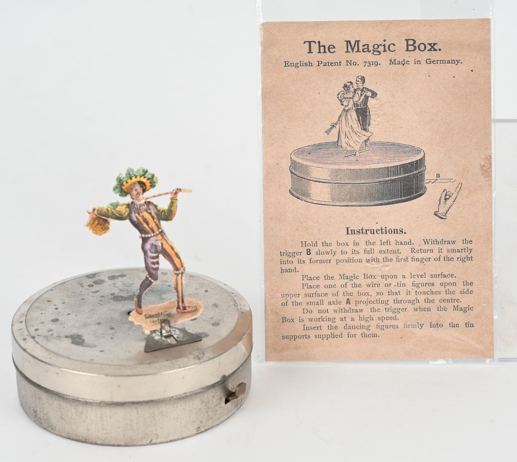 1890s MAGIC BOX DANCER: All original complete with Dancer. Comes with Instructions. 3" Excellent