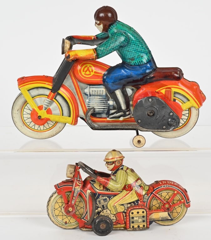 2- TIN MOTORCYCLE TOYS (1 of 5)