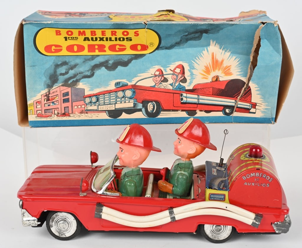 GORGO TIN FRICTION FIRE CAR w/ BOX (1 of 8)