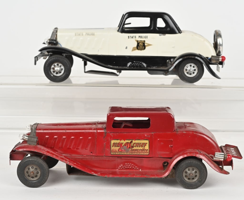 2- GIRARD WINDUP AUTOS w/ ELECTRIC LIGHTS (1 of 7)